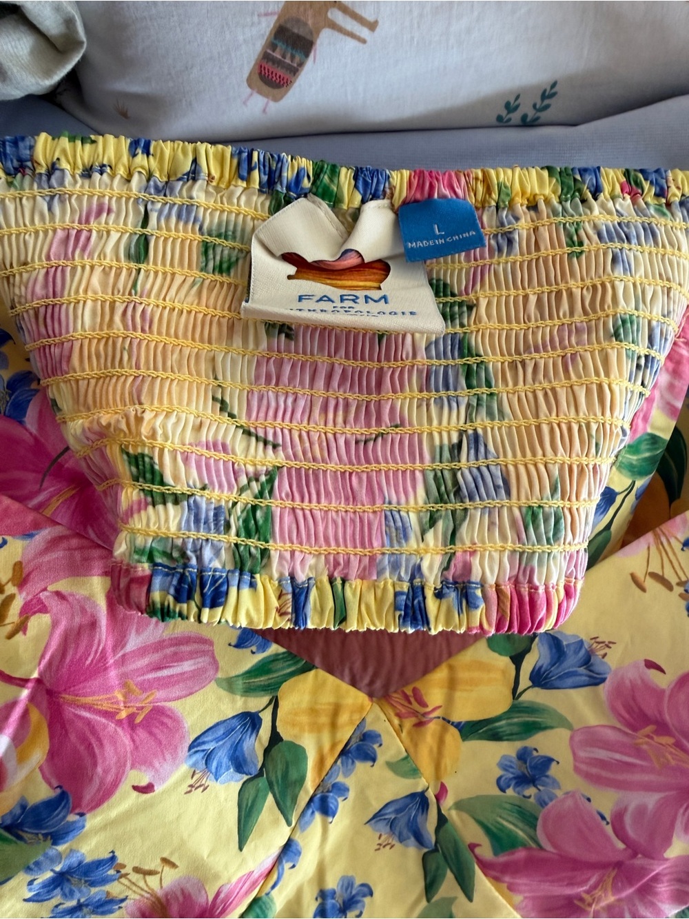 FARM Rio Yellow Floral Tiered Maxi Dress with Pink & Blue Accents - Picture 3 of 10